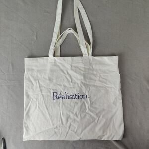 Realisation Shopping Tote‎ Bag White Top Handle Preppy Designer